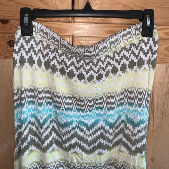 Chico’s tribal boho modest asymmetrical hem skirt size 2 (L/12) - Picture 2 of 4